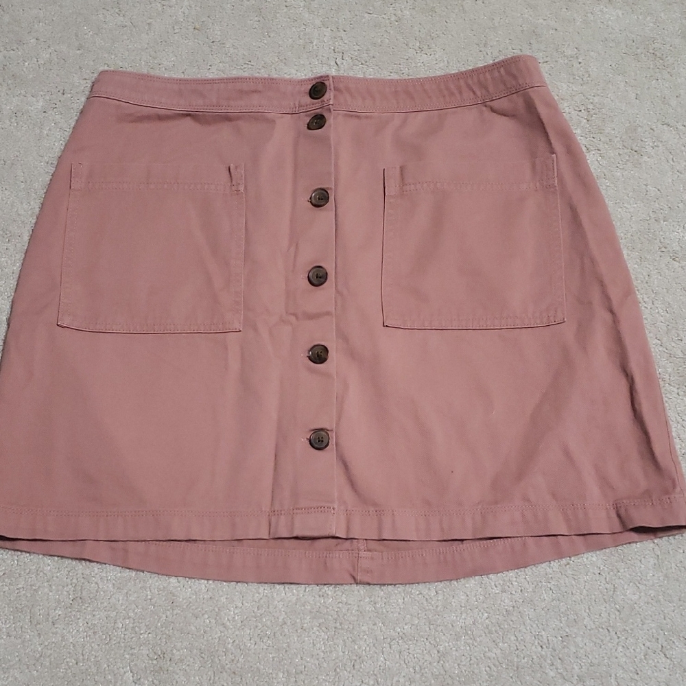 Women's Pink Button-Front Skirt